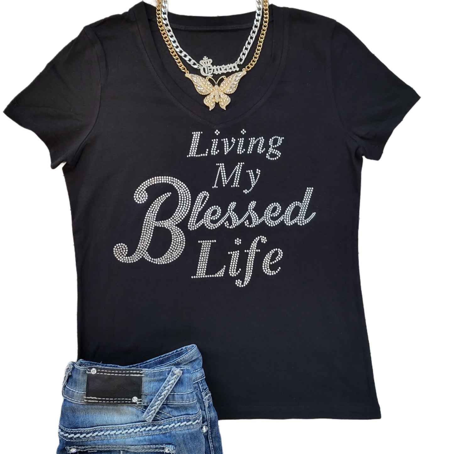 Living My Blessed Life Statement Tee - Fitted
