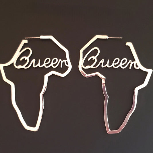 Queen Africa Map Earrings - GOLD