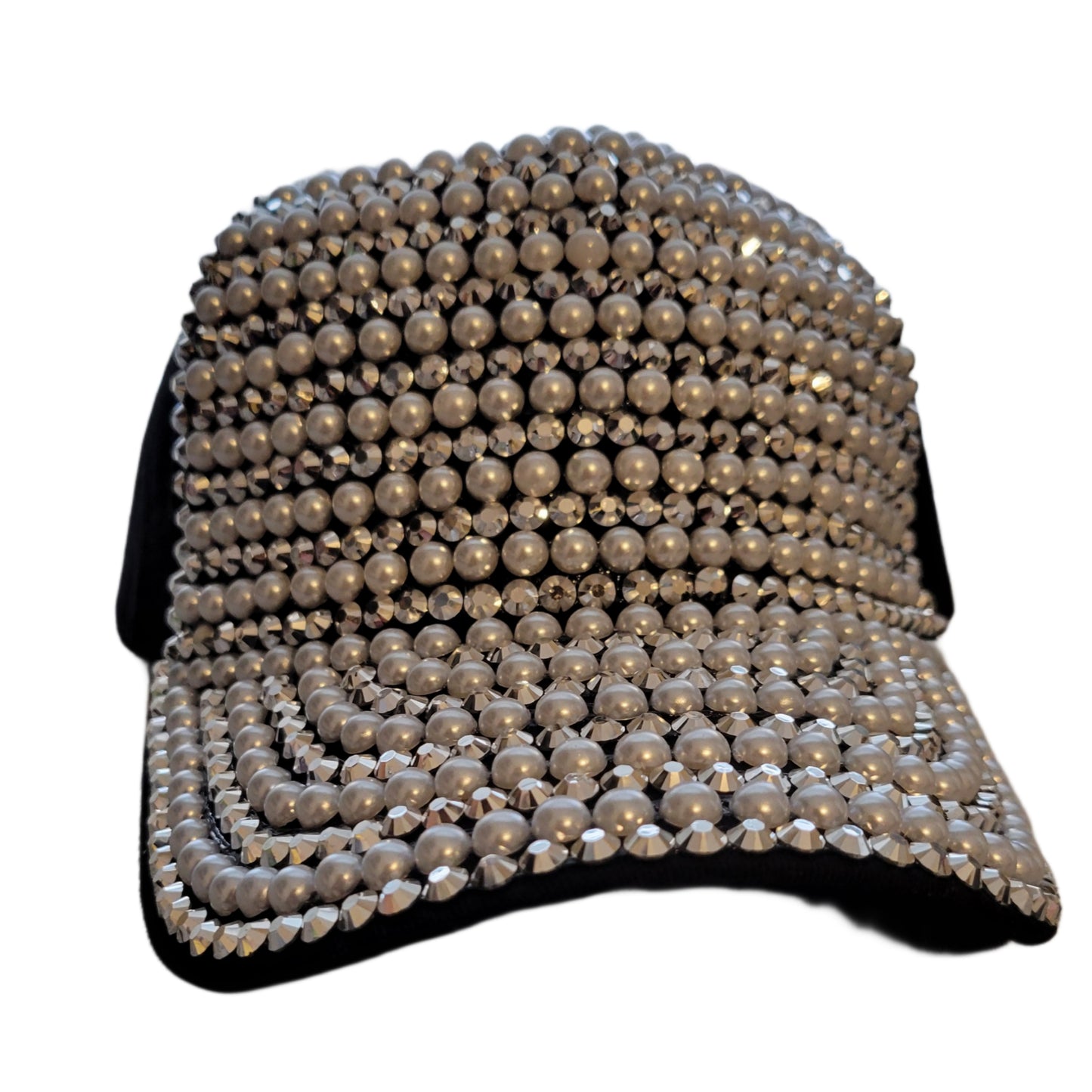 Pearl and Rhinestone Glam Hat -- BLACK