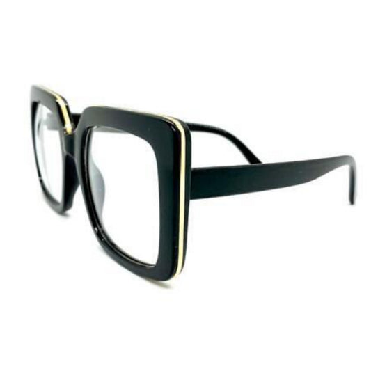 Black Gold Trim Clear Fashion Eyewear