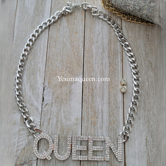 Queen Bling Necklace- Silver