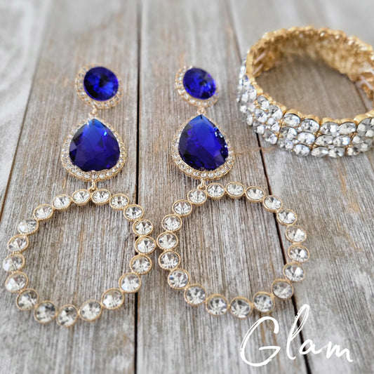 Glam Earrings and Stretch Bracelet Set