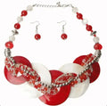 Red and White Necklace Set