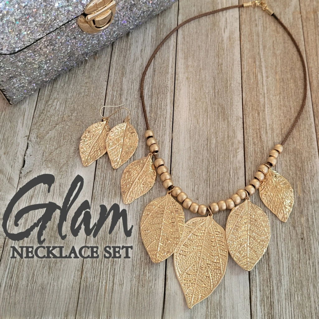 Fabuous Gold Leaf Necklace Set