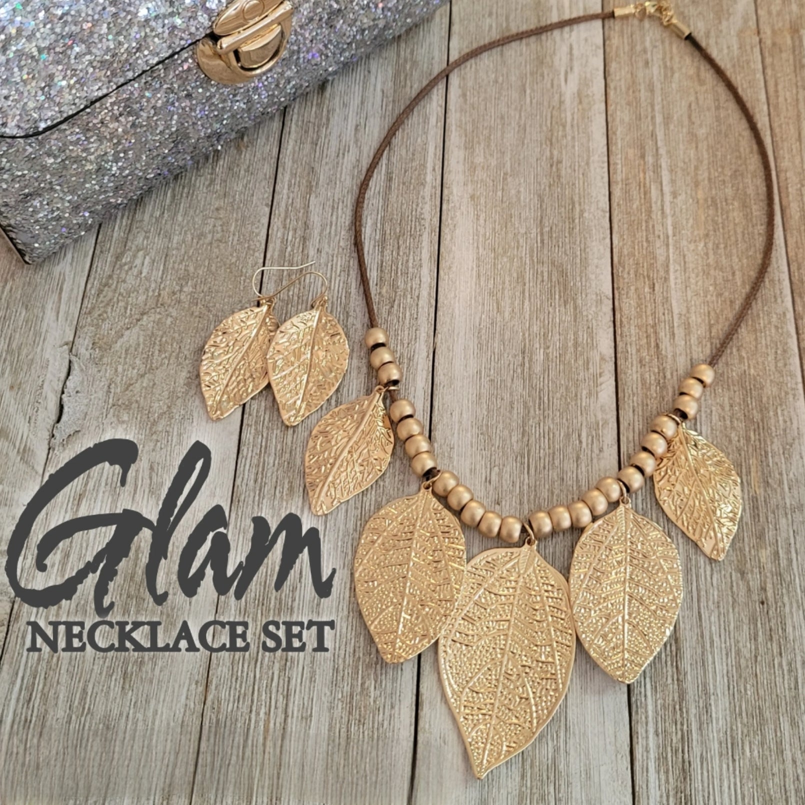 Fabuous Gold Leaf Necklace Set