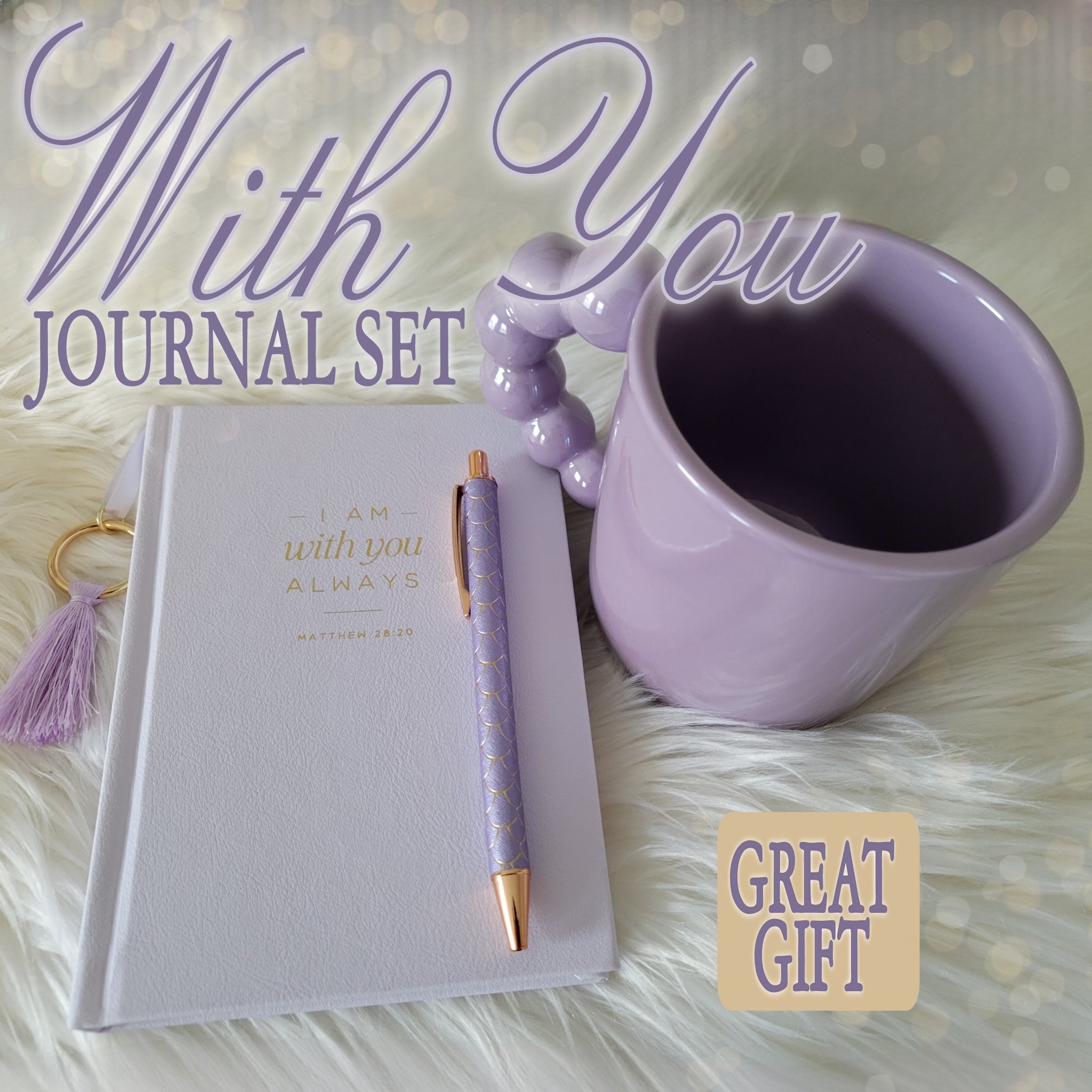 I Am With You Always Matthew 28:20 Journal, Ink Pen, and Coffee Mug