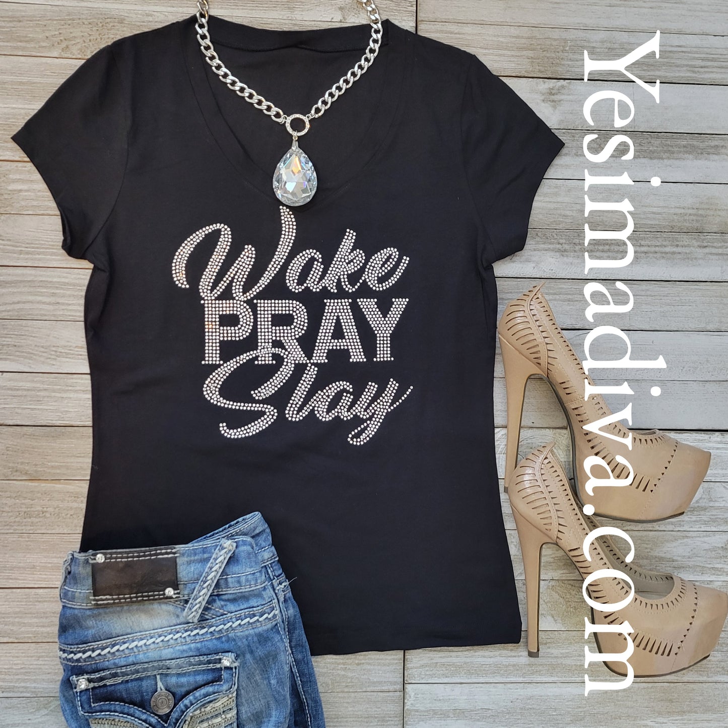 Wake Pray Slay Statement Tee - Fitted