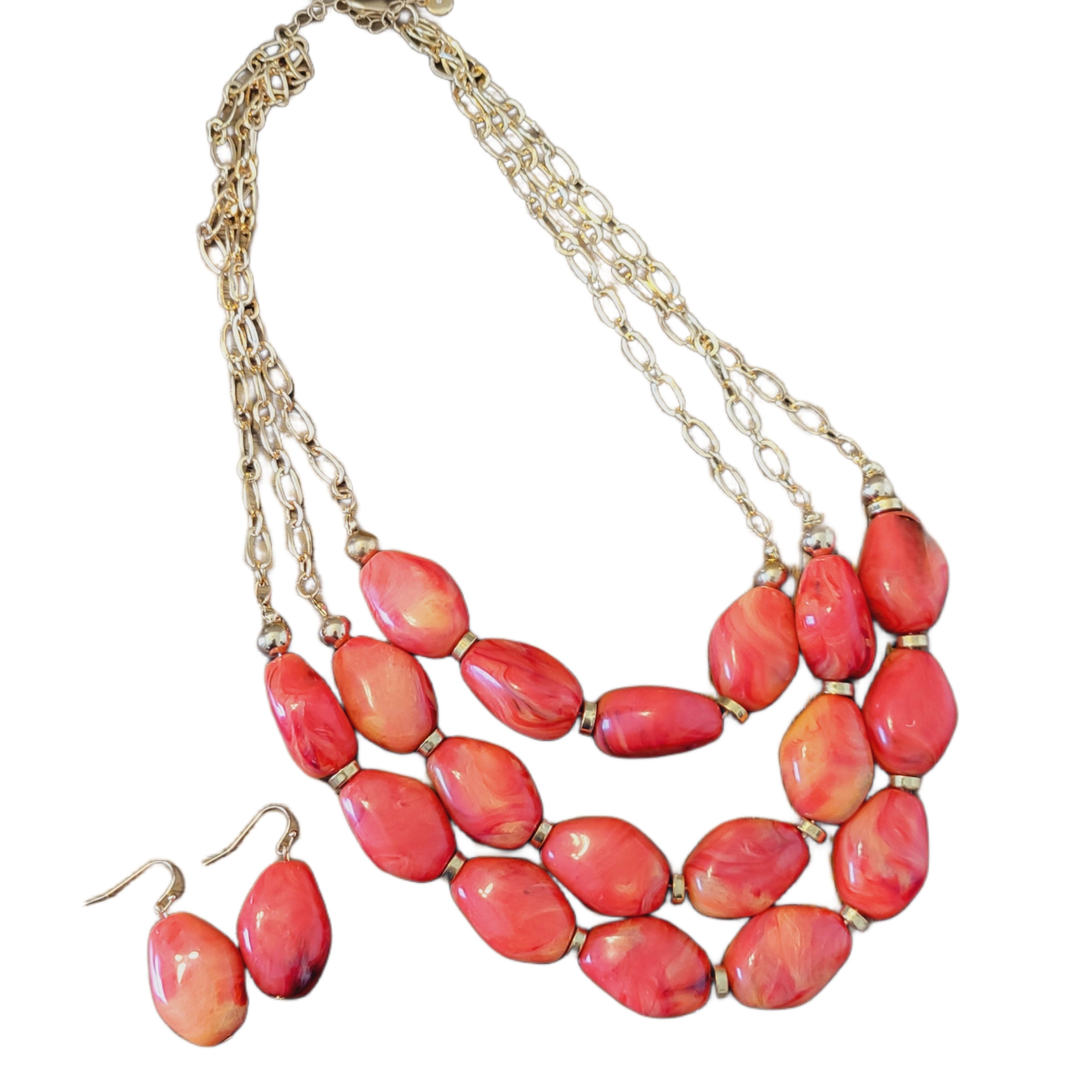 Orange 3-Layer Necklace Set