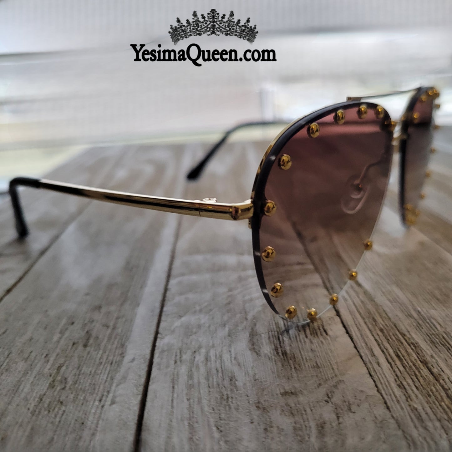 Brown Bling Aviator Sunglasses