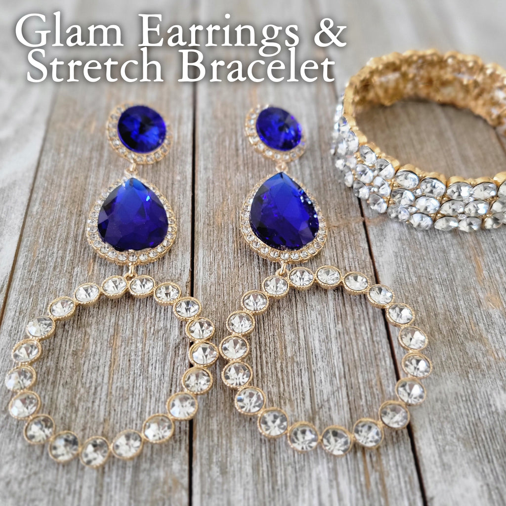 Glam Earrings and Stretch Bracelet Set