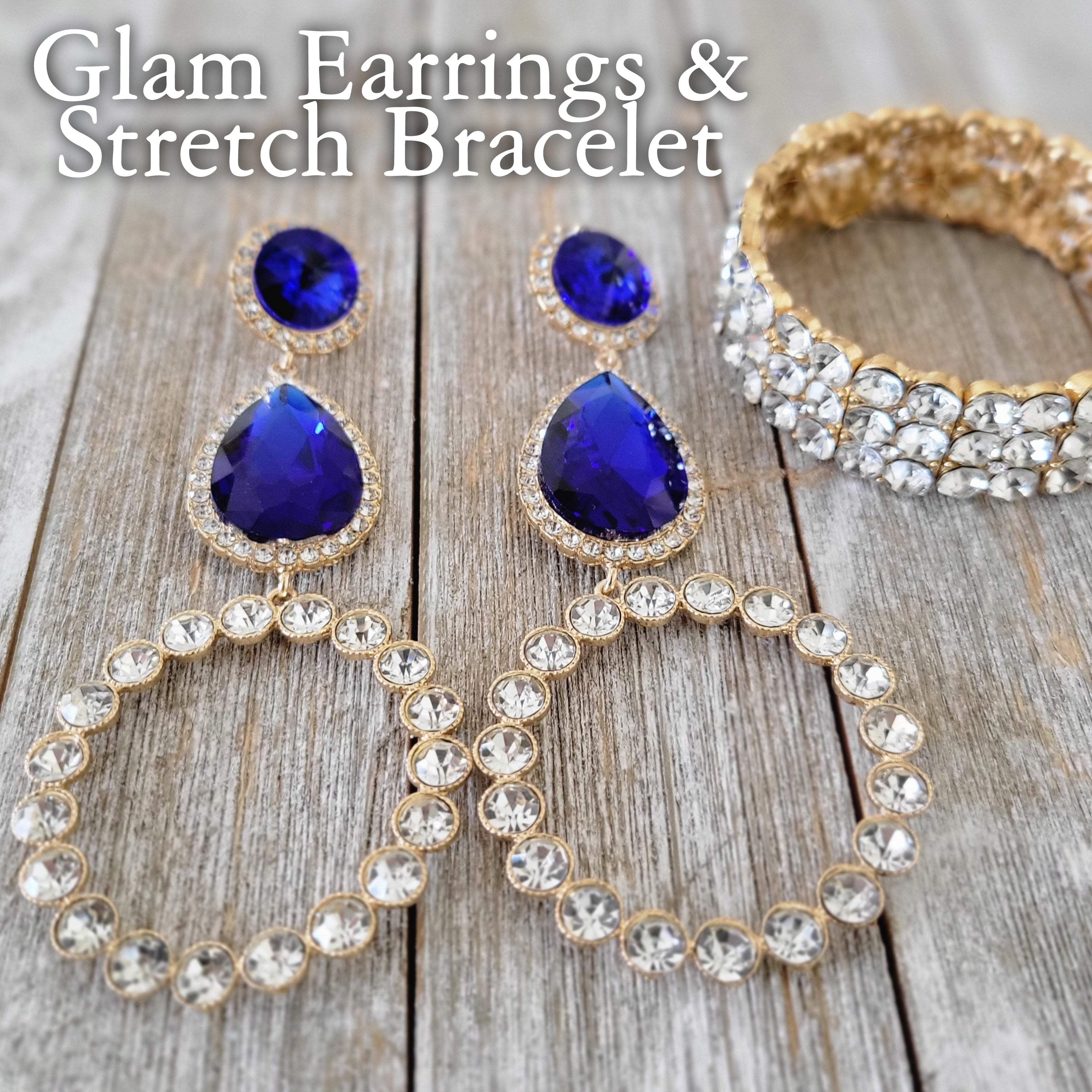 Glam Earrings and Stretch Bracelet Set