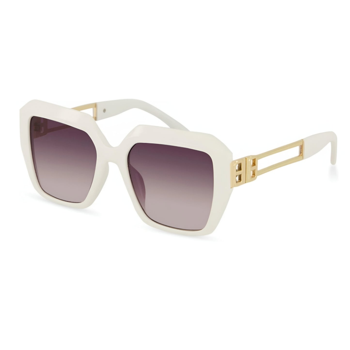 Metallic Temple Oversized Square Sunglasses